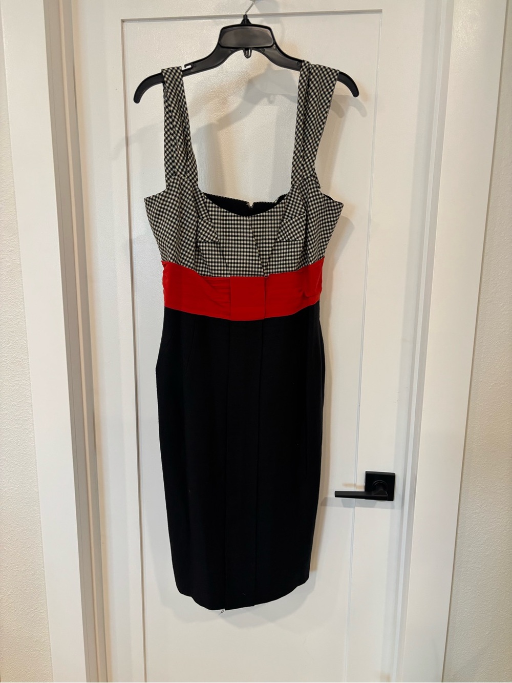Gucci Black, White & Red Houndstooth Midi Dress - Made in Italy - Never Worn